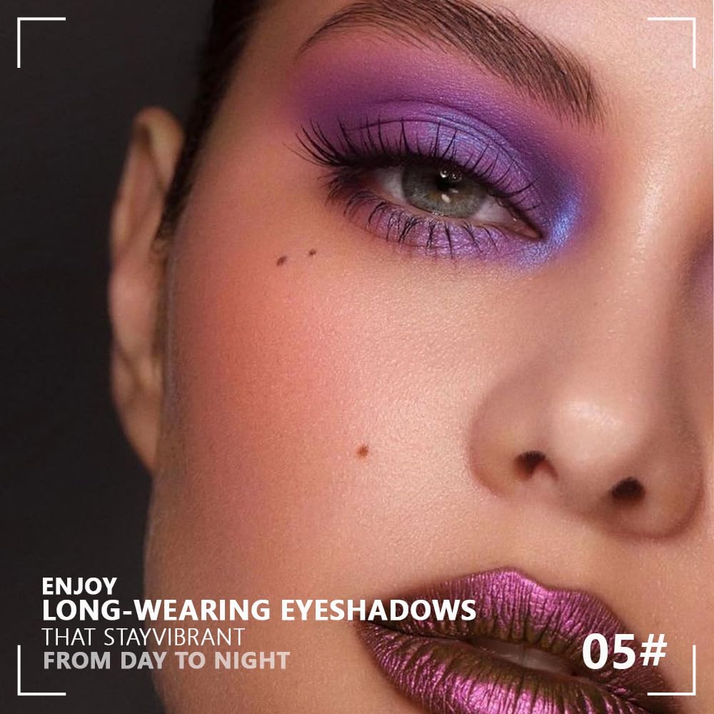 Kaely open shades top-down view displaying lavender and neutral shimmer for versatile looks
