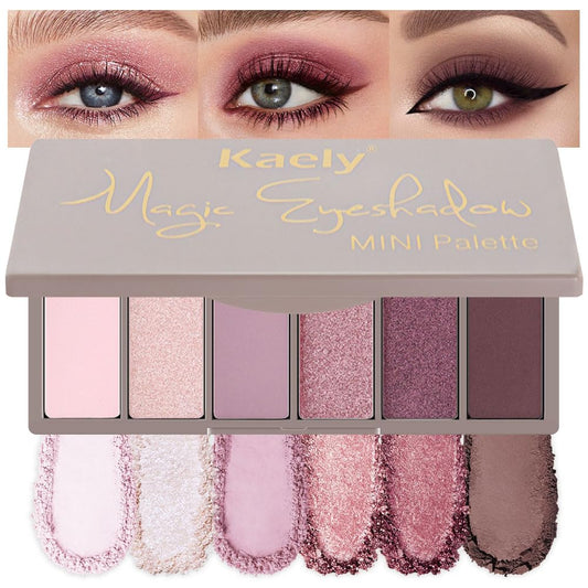 Kaely palette front packaging shows compact design and mauve theme for easy travel