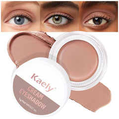 Kaely front pot showing compact nude brown shade and clear labeling benefits long wear
