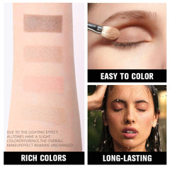 Kaely applied on eyelid demonstrating blendable finish and long-wear benefit