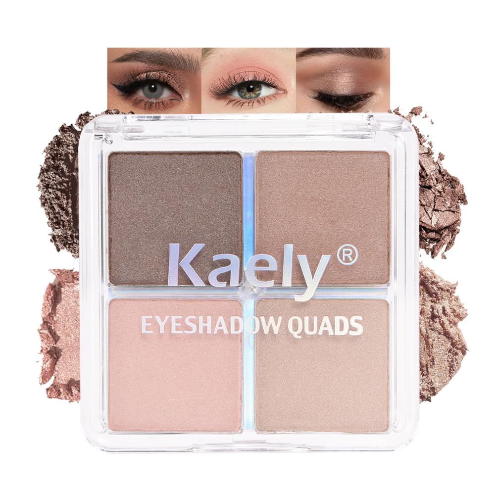 Kaely palette front view showing four neutral shades and compact benefit quick touch-ups