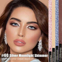 Kaely texture swatch of silver moonlight shimmer highlighting smooth blendability benefit