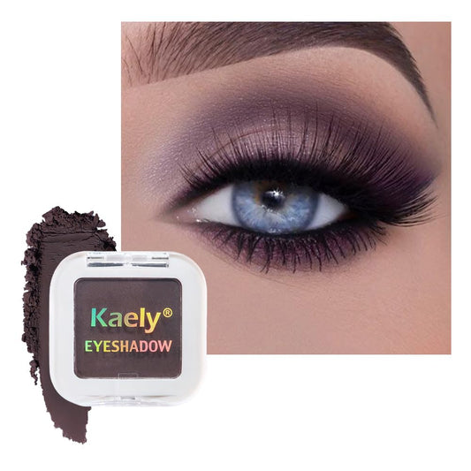 Kaely front pan view showing plum matte shade and neat packaging benefit