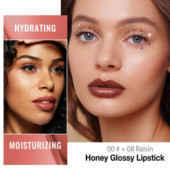Kaely balm texture close-up displaying glossy honey finish and moisturizing look