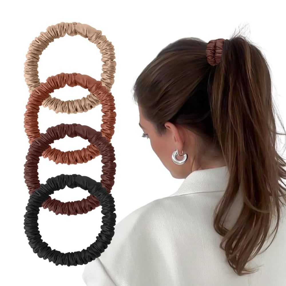Kafteri front packaging showing four mulberry silk scrunchies — elegant gift-ready set