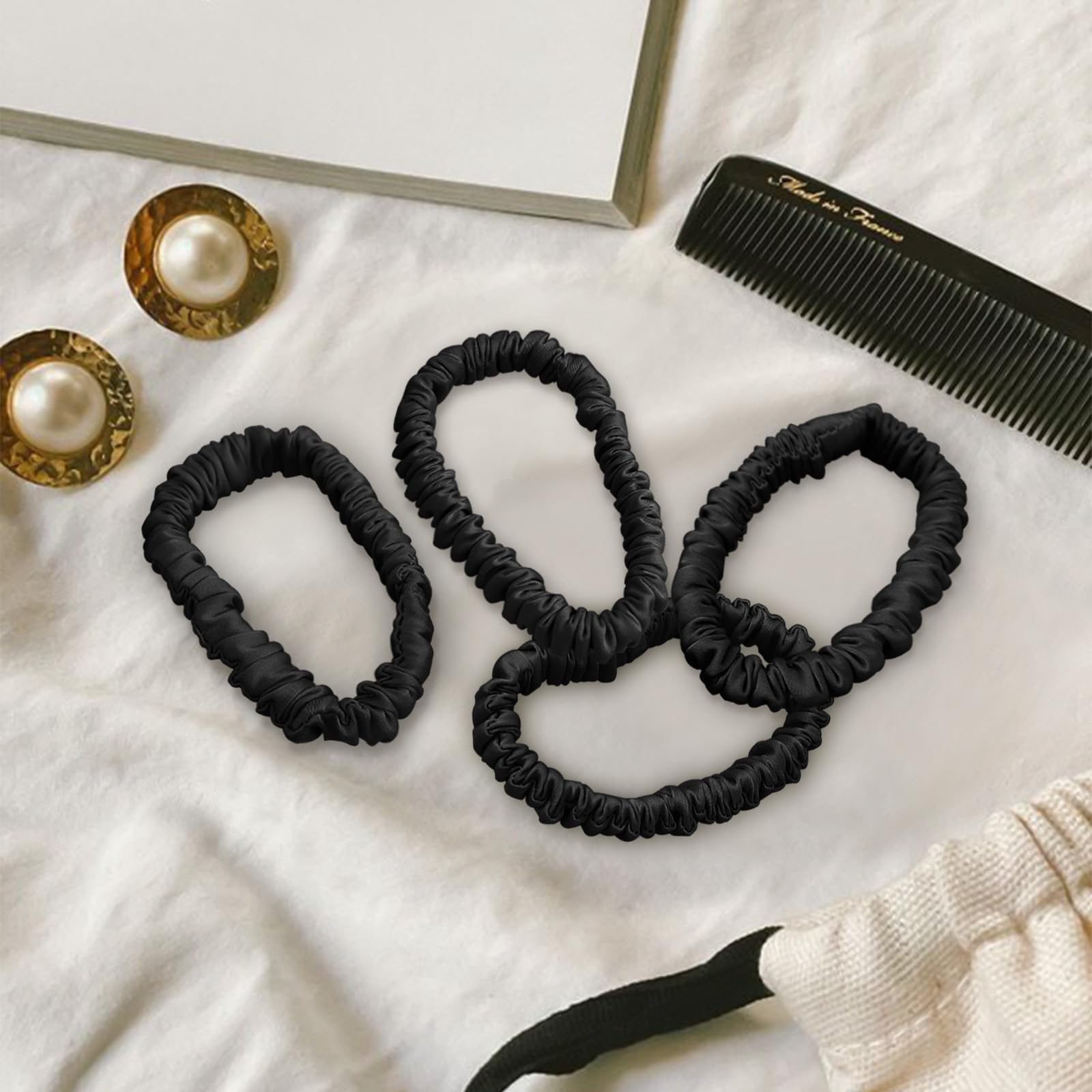 Kafteri scrunchie securing a ponytail on model, non-slip hold for everyday use
