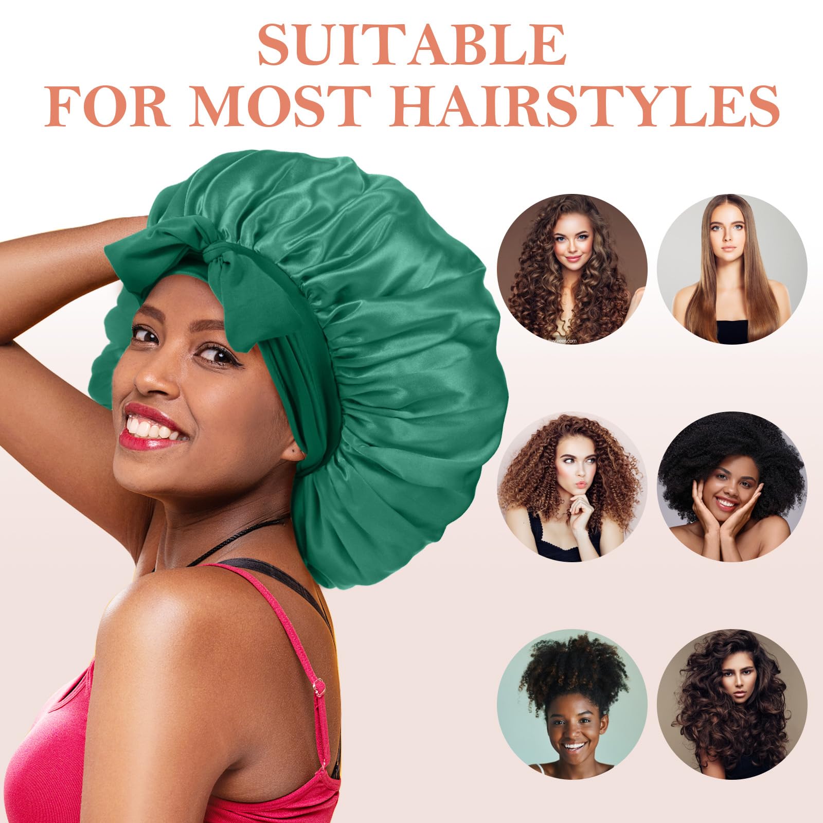 Kafteri bonnet held in hand to show extra-large size that fits voluminous hair