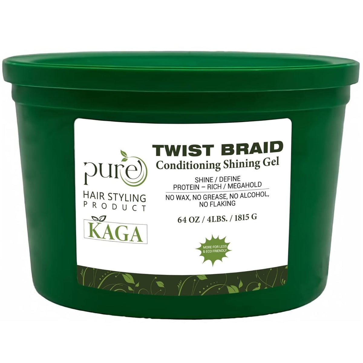 KAGA jar front 64oz showing professional-size and clear gel benefit