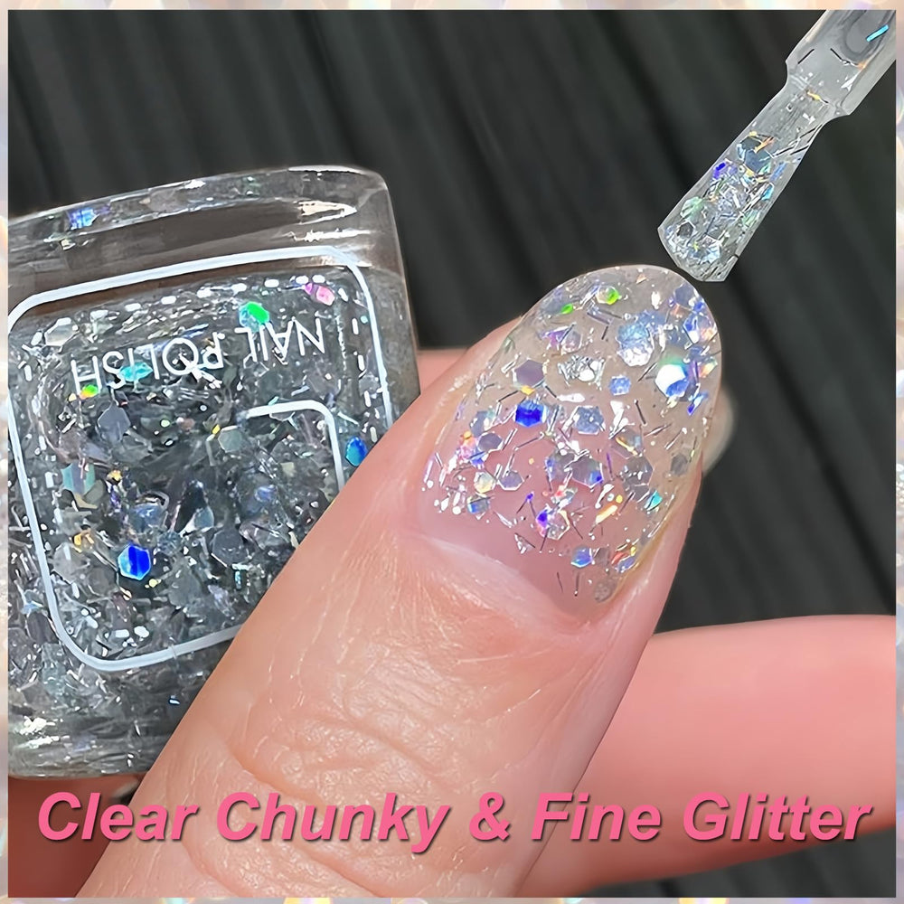 KAHSOSE close-up of mixed fine and chunky glitter particles showing iridescent sparkle benefit
