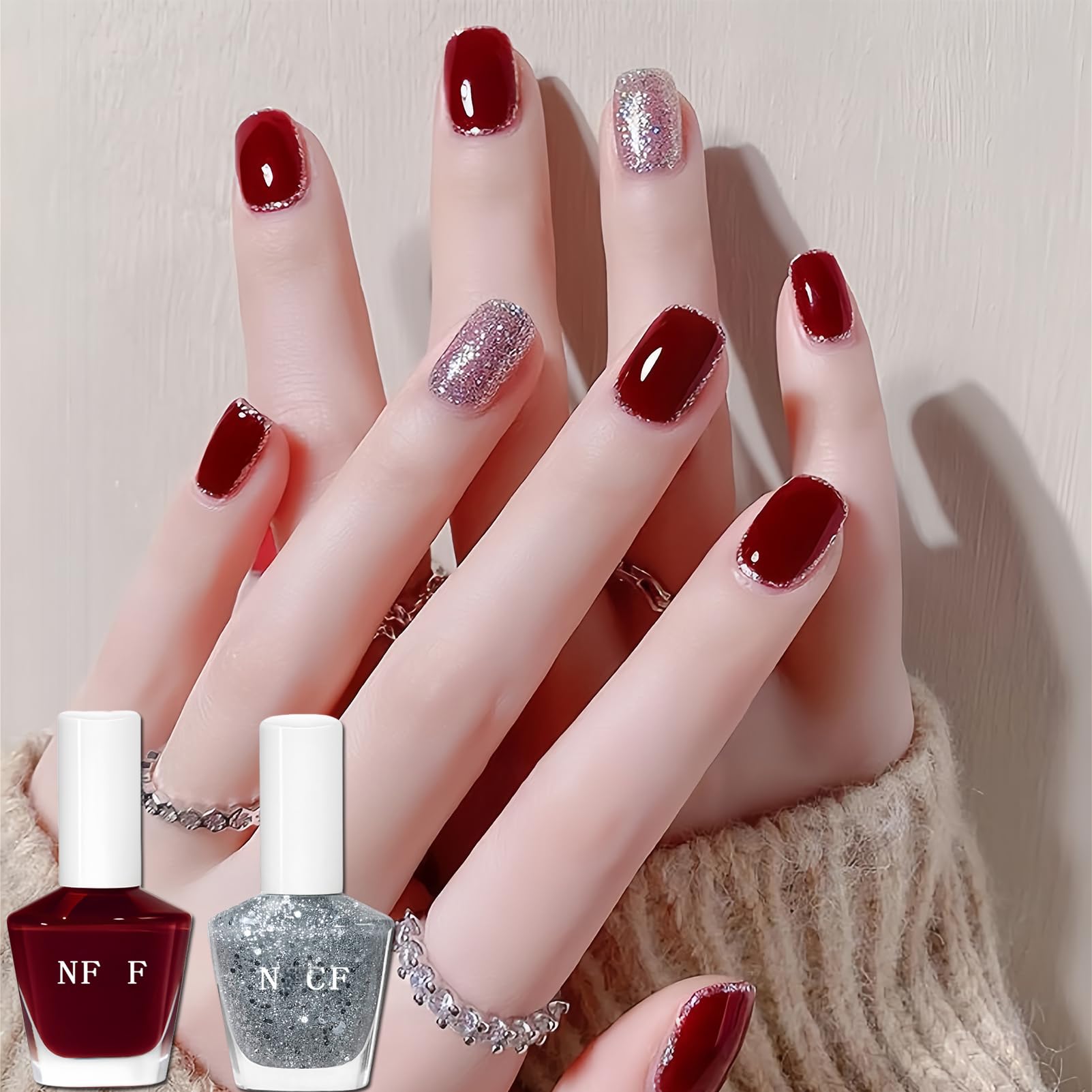 KAHSOSE evening look manicure showcasing elegant burgundy for special occasions benefit