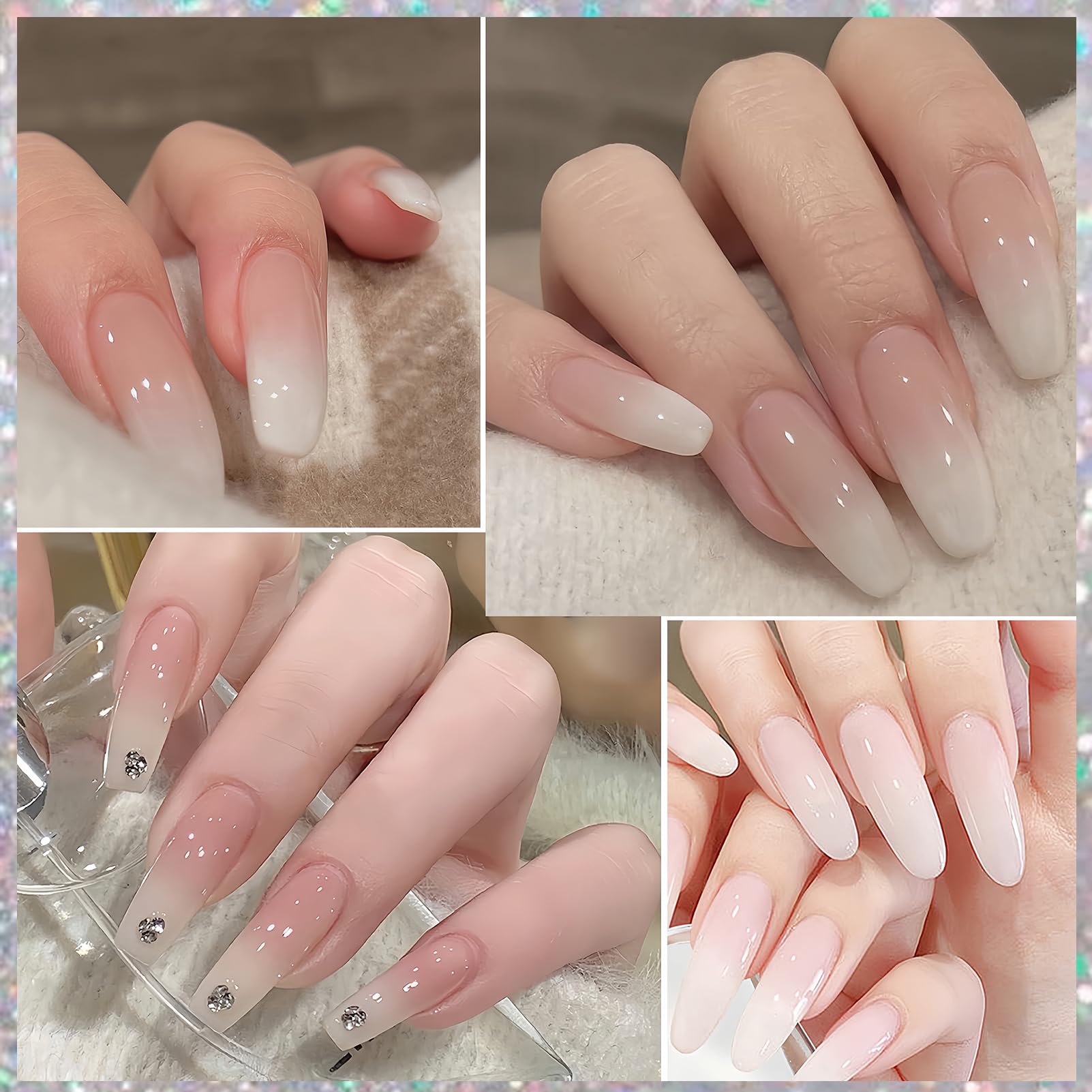 KAHSOSE single nail swatch illustrating sheer coverage and natural elegance