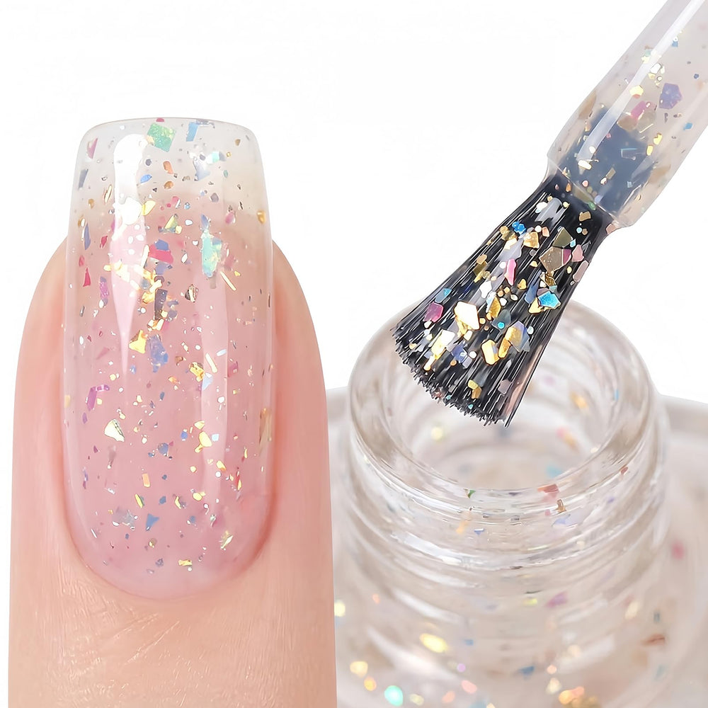 KAHSOSE topcoat over red polish adding vibrant shimmer to nails