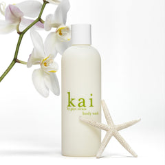 kai pump dispensing foamy lather close-up for gentle hydrating cleanse