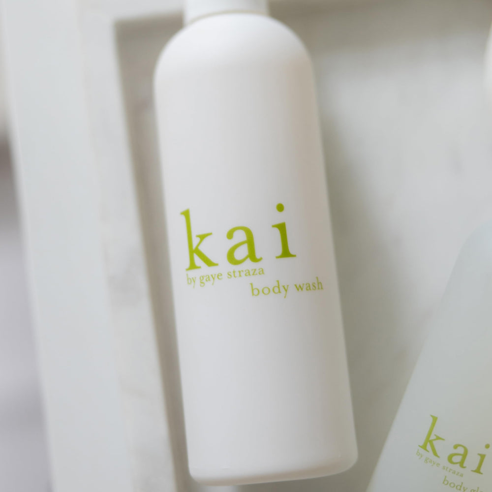 kai bottle in shower scene with towel showing fragrant routine benefit