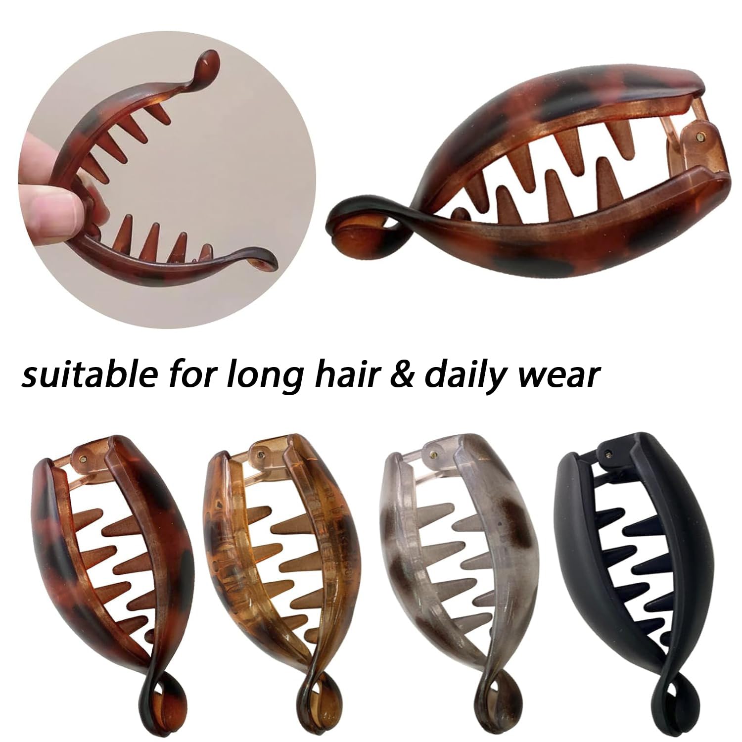 KAICCOSO close-up of black clip teeth highlighting non-slip double-tooth grip