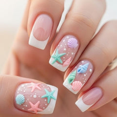 KAICCOSO front packaging showing 24pcs beach design nails and accessories for quick styling