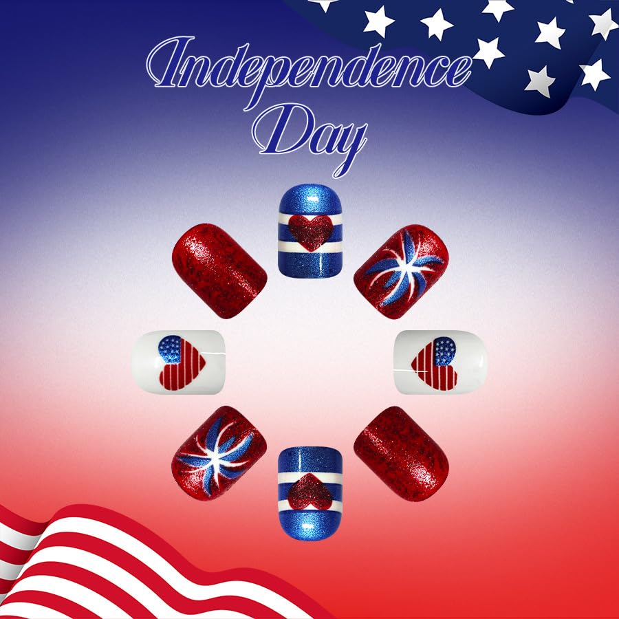 KAICCOSO nails worn at an outdoor picnic adding patriotic flair