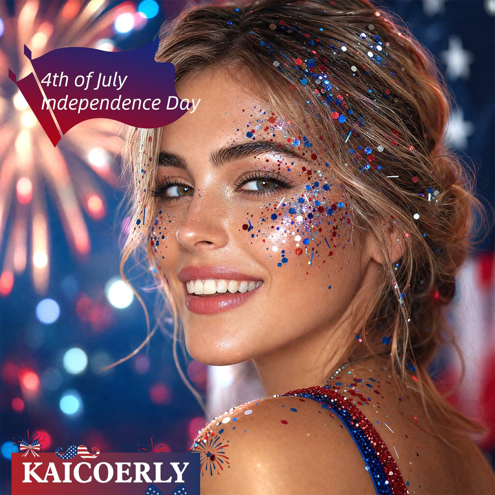 KAICOERLY closeup of glitter texture showing chunky and fine particles for dimensional shine