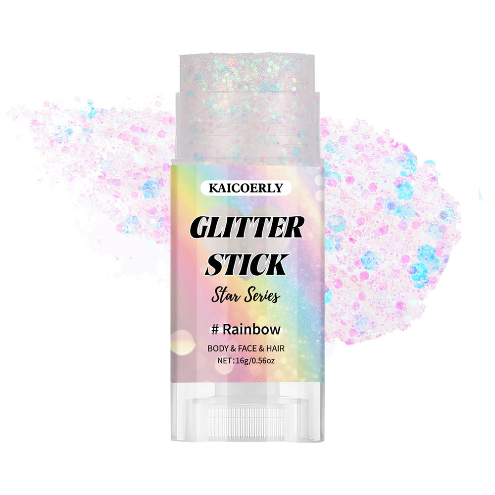 KAICOERLY front packaging showing glitter stick and vibrant shade benefits