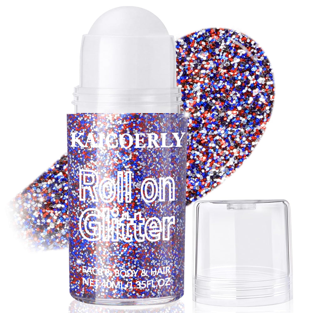 KAICOERLY front packaging showing roll-on glitter, easy patriotic application