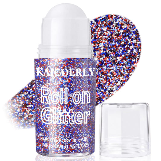 KAICOERLY front packaging showing roll-on glitter, easy patriotic application