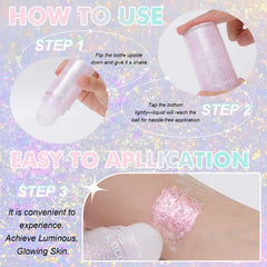 KAICOERLY glitter on lips demonstrating subtle glossy shimmer effect