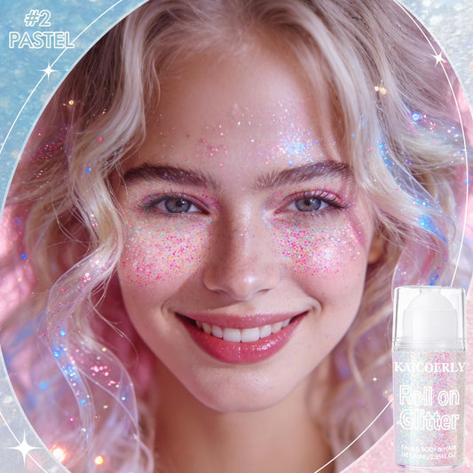 KAICOERLY roller ball close-up illustrating smooth, even glitter application