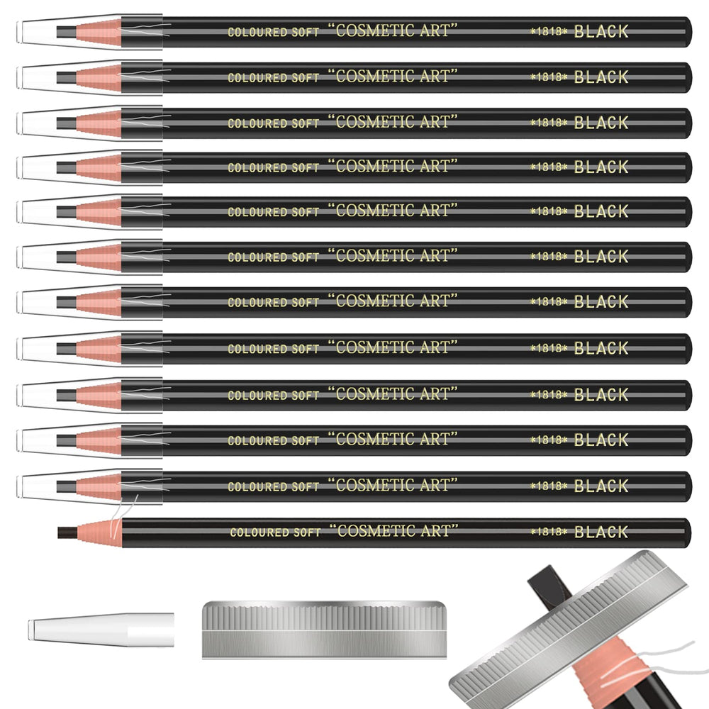 KAIQIKAIXI front packaging showing all twelve waterproof pencils and two sharpeners