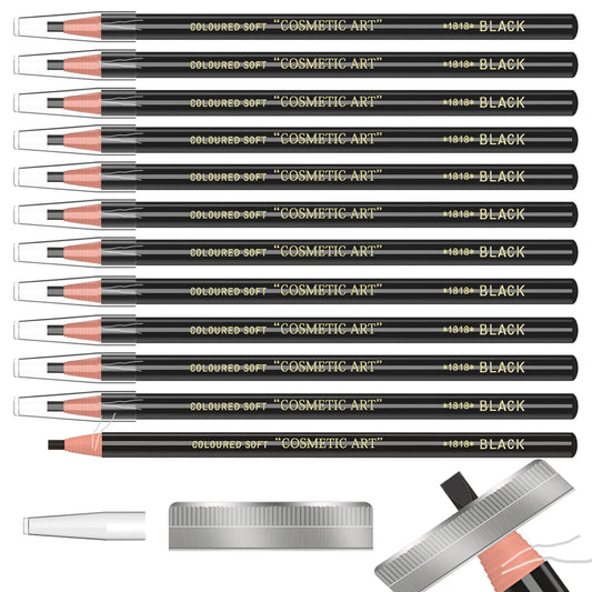 KAIQIKAIXI front packaging showing all twelve waterproof pencils and two sharpeners