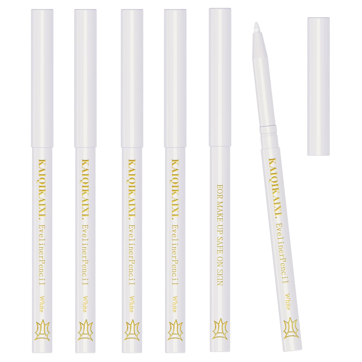 KAIQIKAIXI front packaging showing six white eyeliner pencils ready to use