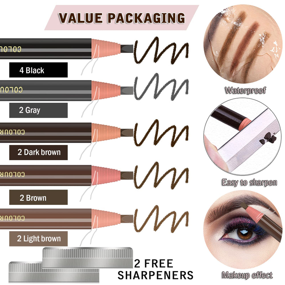 KAIQIKAIXI pencils laid out showing five shades for matching brows