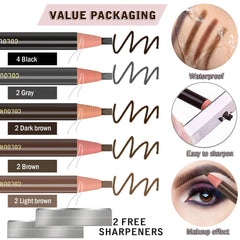 KAIQIKAIXI pencils laid out showing five shades for matching brows