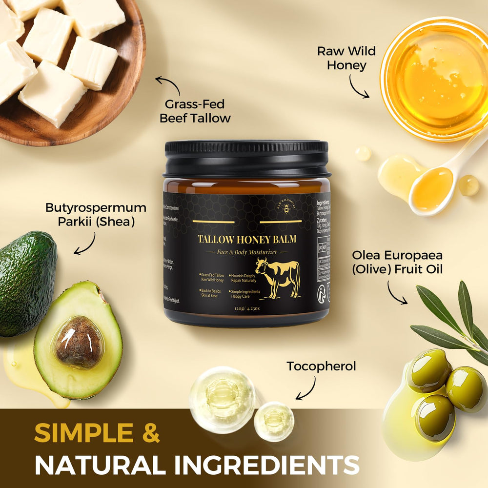 KAISASA label detail highlighting grass-fed tallow and raw honey