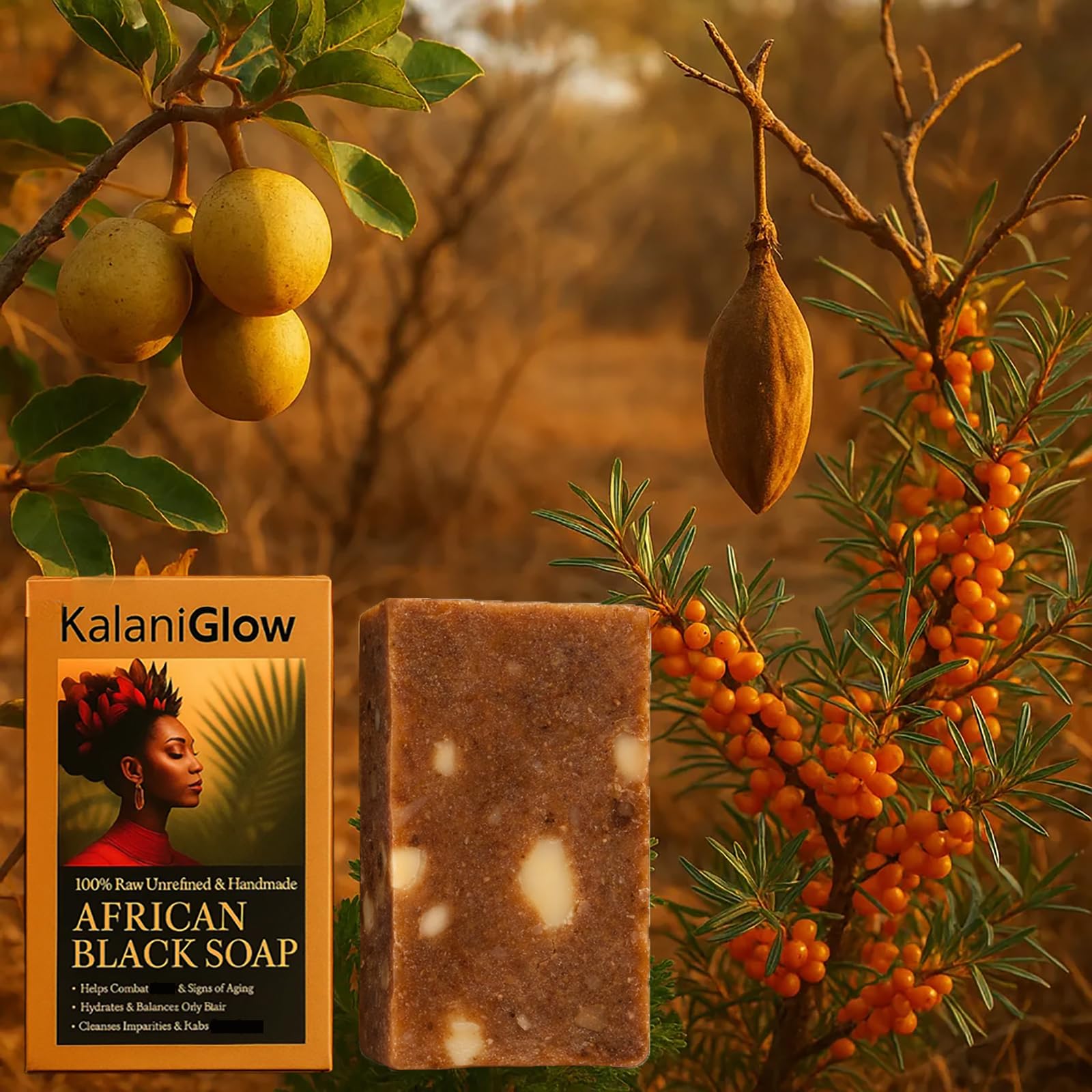 Kalani Glow soap next to hand for size comparison showing practical size
