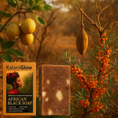 Kalani Glow soap next to hand for size comparison showing practical size