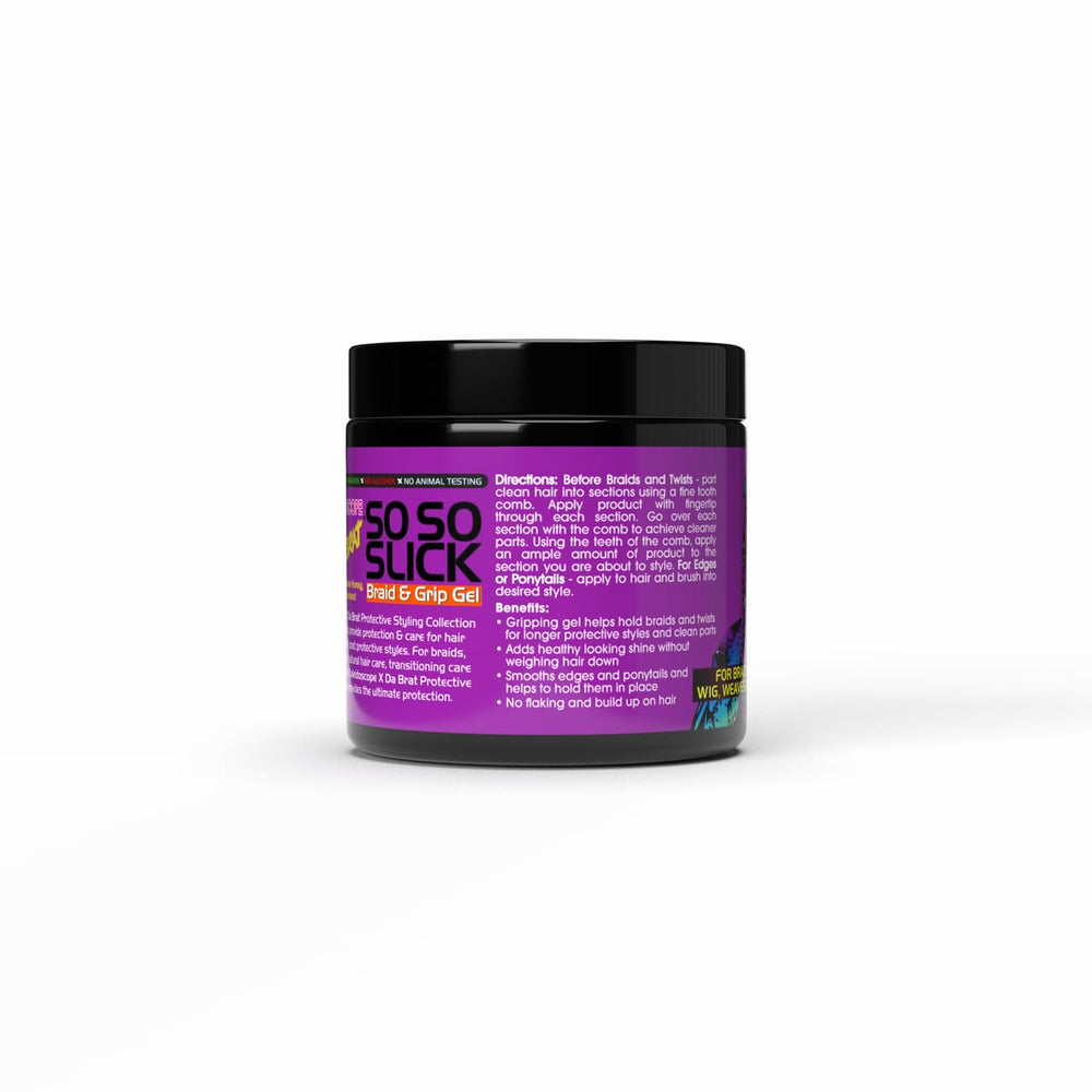 Kaleidoscope Da Brat gel used during braiding demonstrating controlled hold and sleek finish