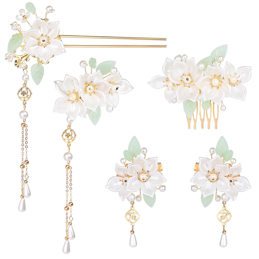 KALIONE front view of five hairpins showing styling options and elegance