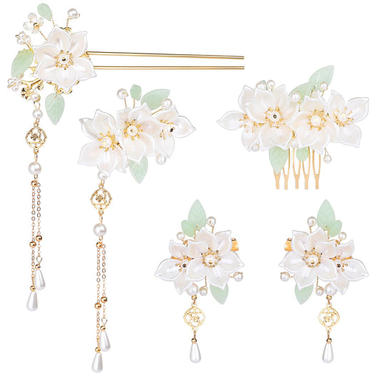KALIONE front view of five hairpins showing styling options and elegance