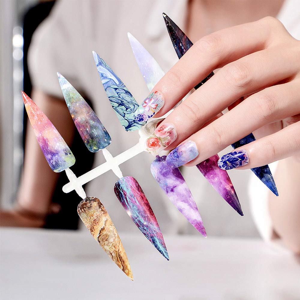 Kalolary finished galaxy nail lifestyle photo demonstrating striking wearable sparkle