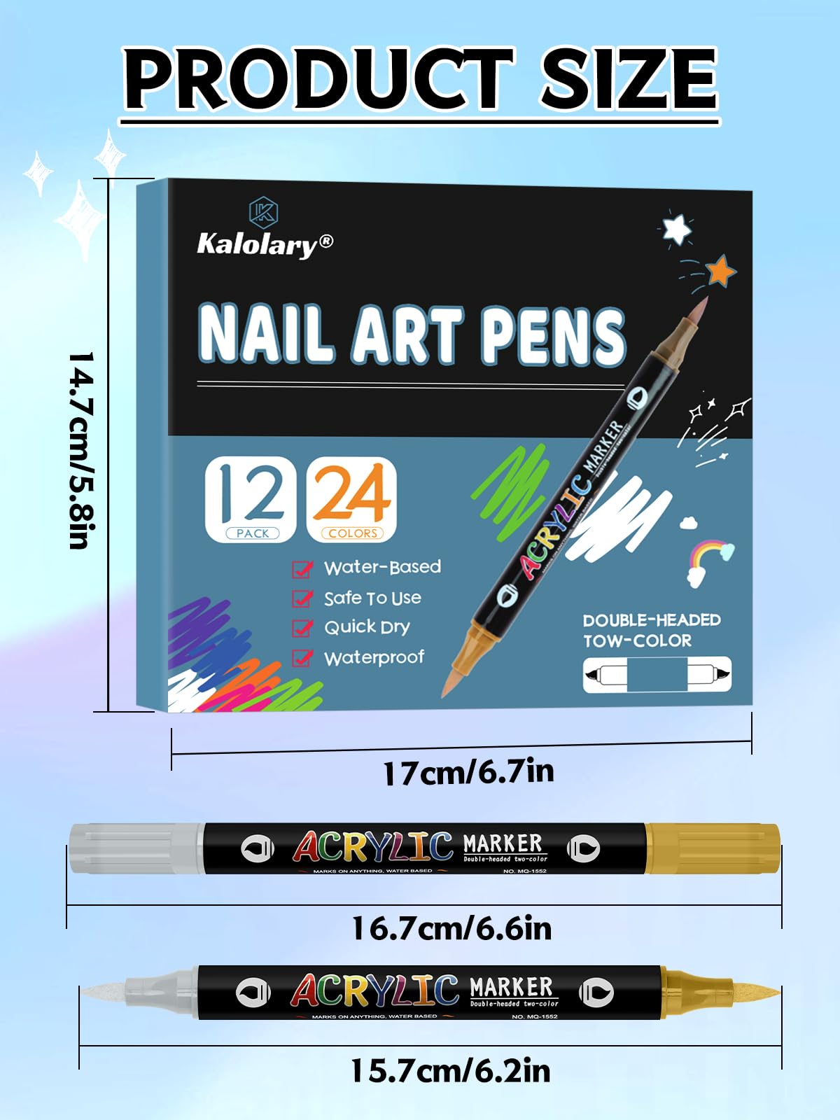 Kalolary pens next to a coin showing compact size for easy storage and travel