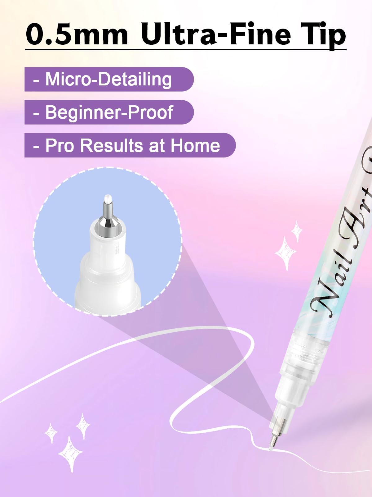 Kalolary close-up of 0.5mm tip showing fine precision for detailed designs
