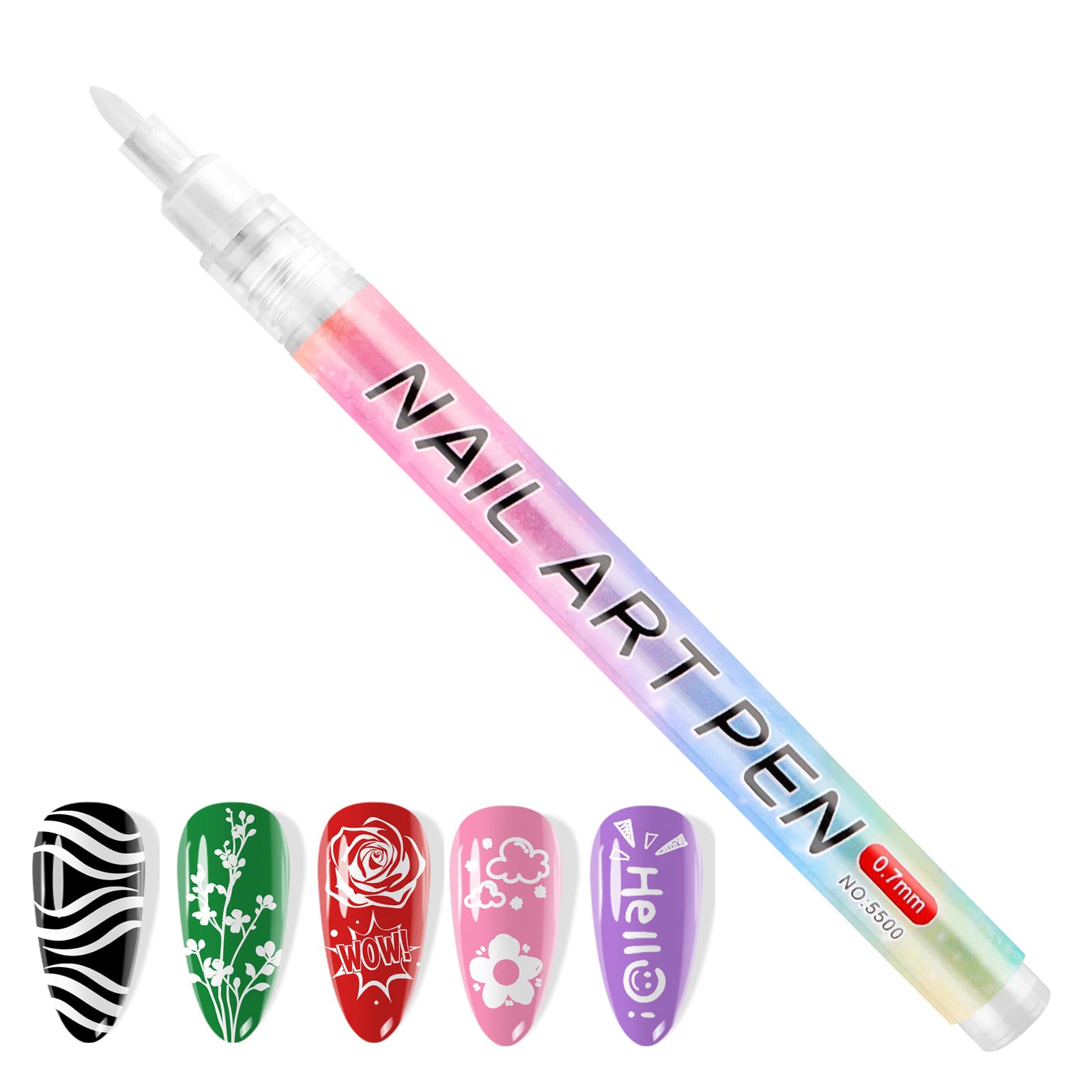 kalolary white nail art pen front view showing compact design and ease