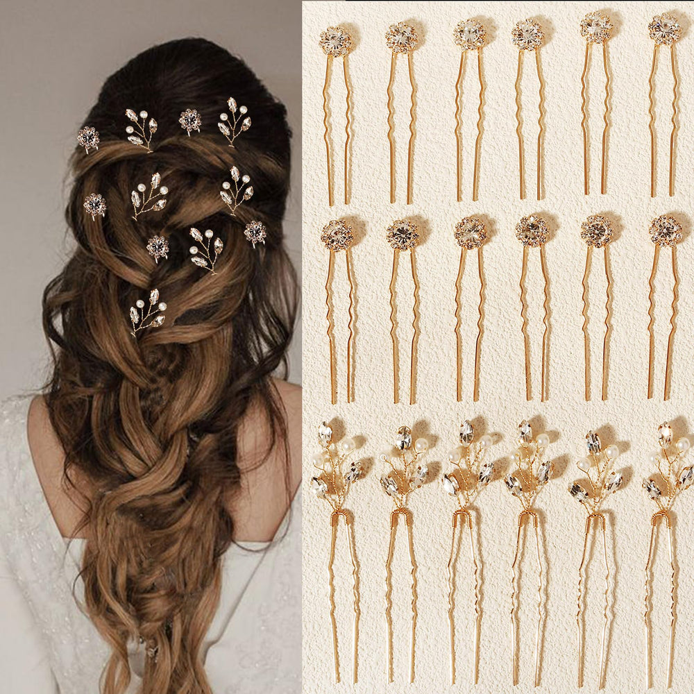 KALOLIA front-packaging view showing 18 gold hairpins for coordinated styling