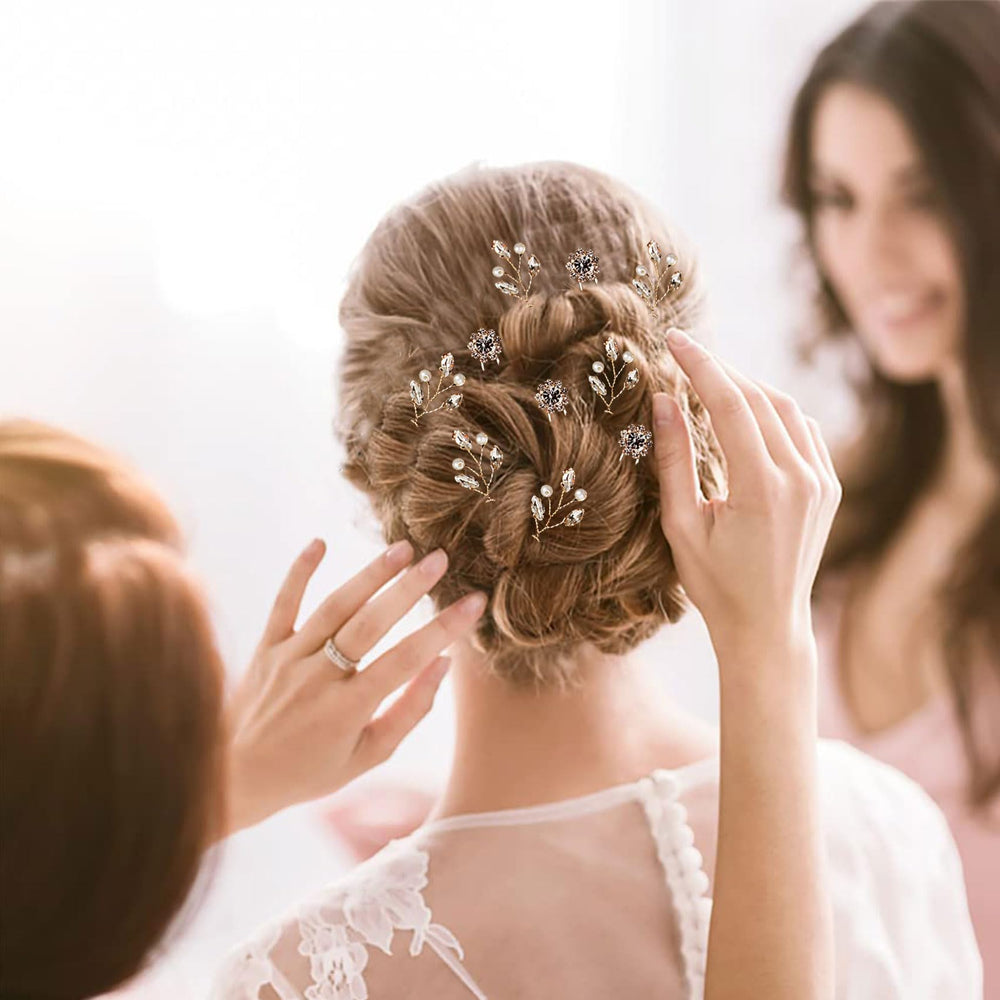 KALOLIA hairpins worn by bridesmaids demonstrating cohesive party looks