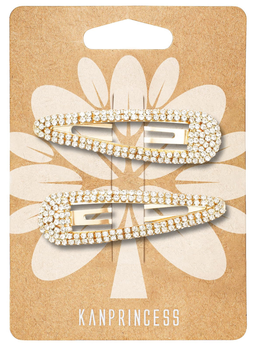 KANPRINCESS front view gold rhinestone clip showing elegance and secure hold