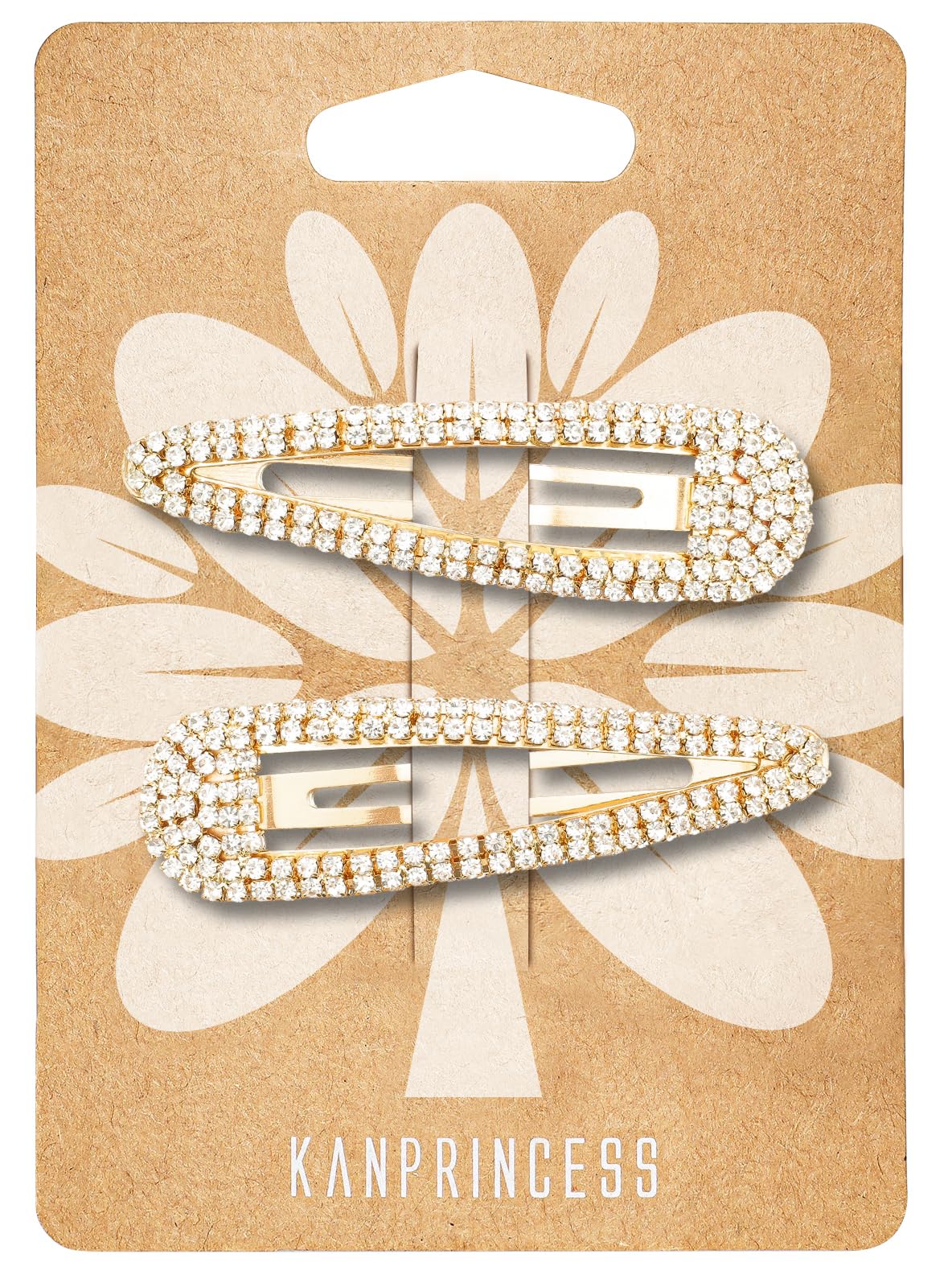KANPRINCESS front view gold rhinestone clip showing elegance and secure hold
