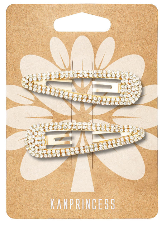 KANPRINCESS front view gold rhinestone clip showing elegance and secure hold