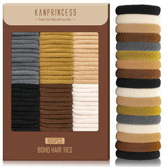 KANPRINCESS front packaging showing 100 colorful hair ties and value