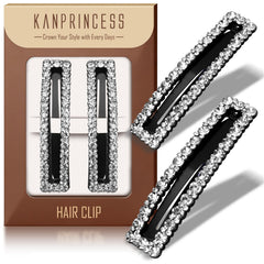 KANPRINCESS front view of square rhinestone clip showing refined sparkle and polish