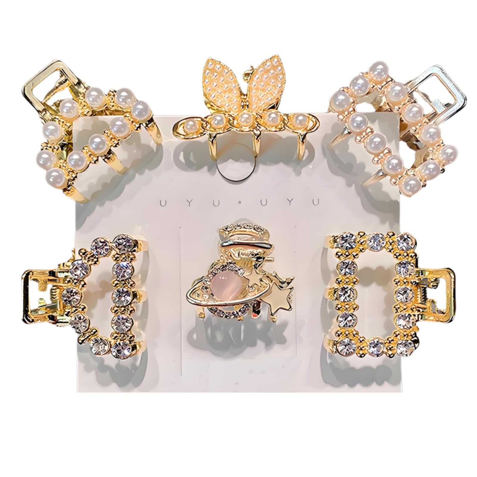 KANXINR front view of six pearl clips showing elegant styling benefit